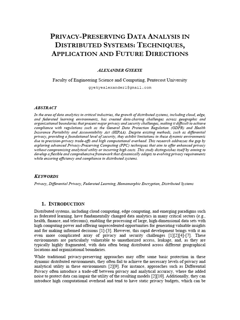 Privacy Preserving Data Analysis in Dist | PDF | Encryption | Cryptography