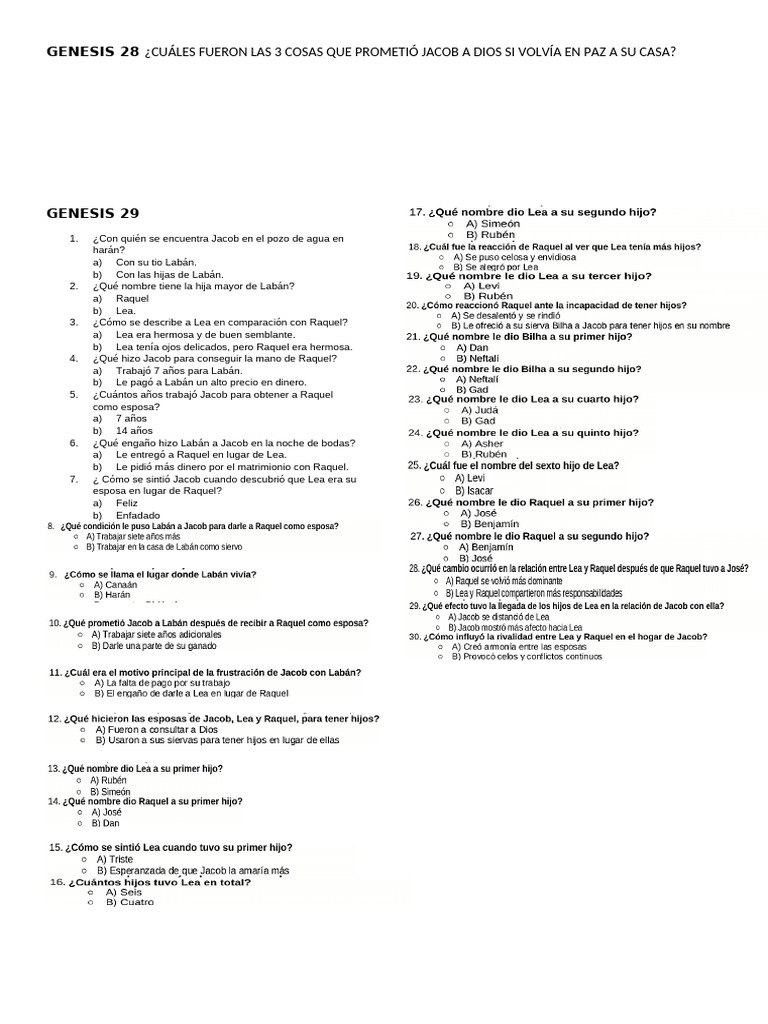 Genesis 28 y 29 | PDF