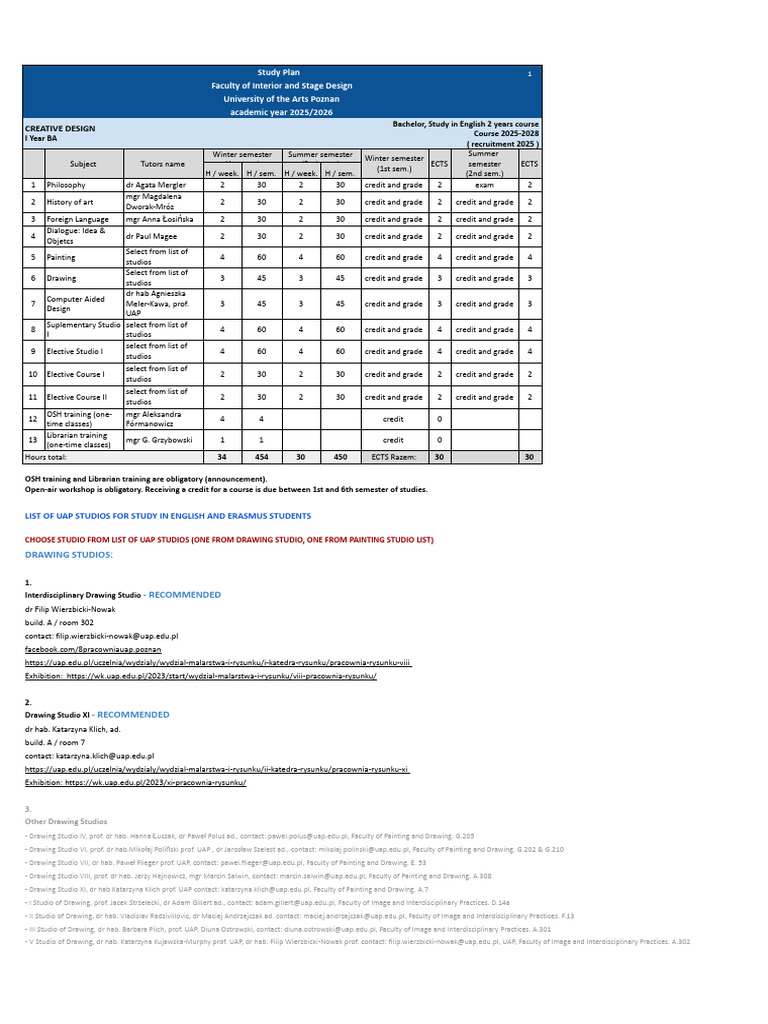 Creative Design 1 BA Study Plan | PDF | Design | The Arts