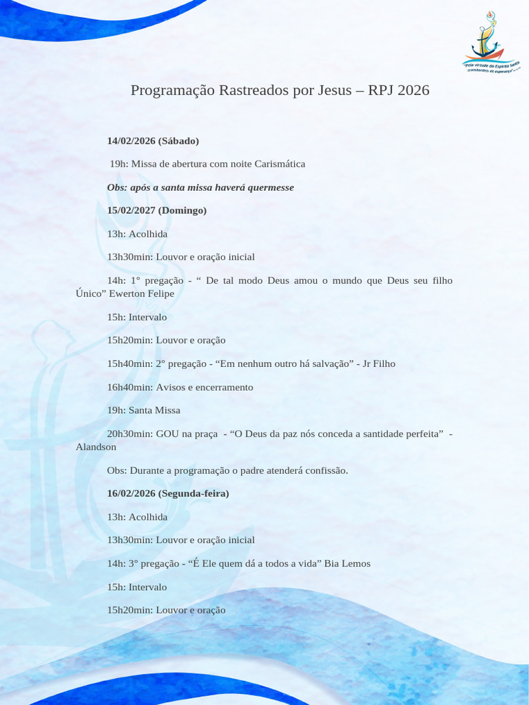 Programação Do RPJ 2026 - 20260204 - 123011 | PDF