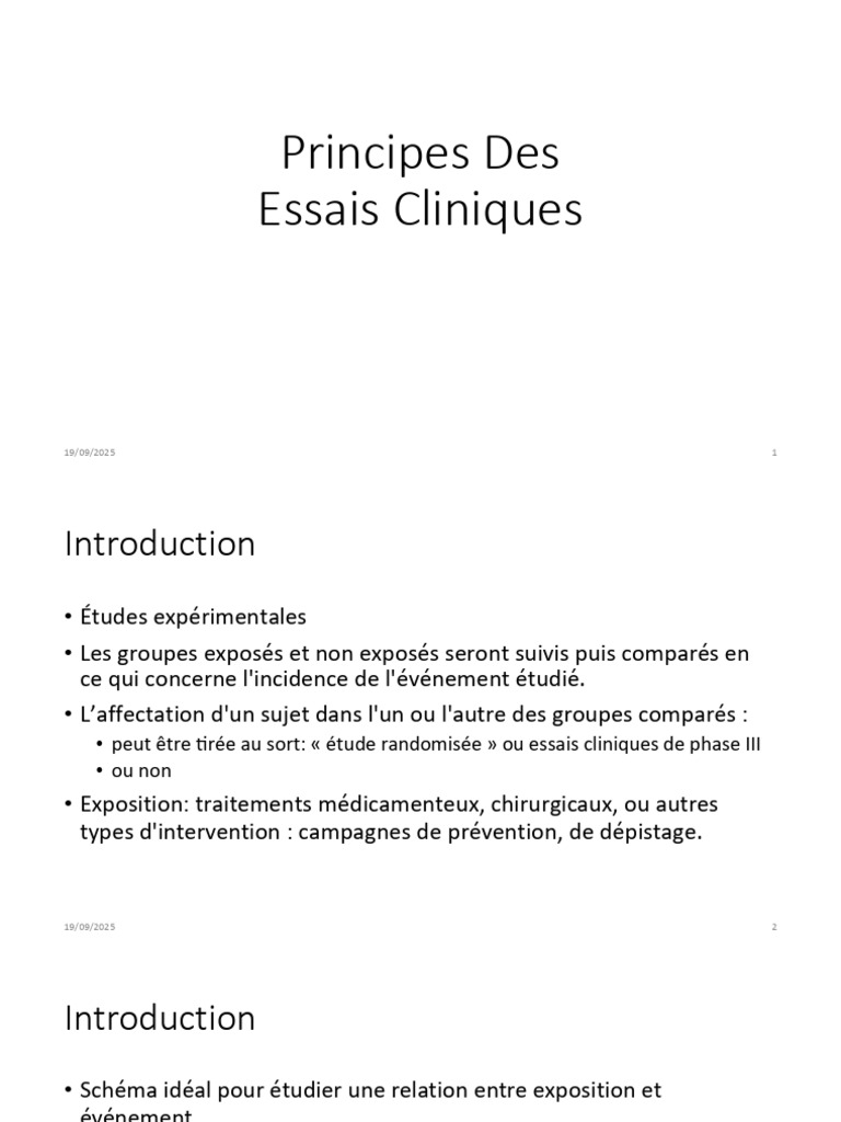 Cours Methodologie Essais Cliniques | PDF | Essai clinique | Médecine