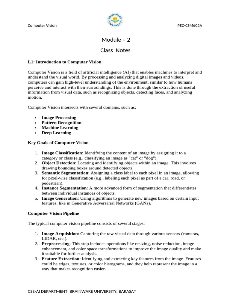 PEC CSM602A Module-2 | PDF | Computer Vision | Deep Learning