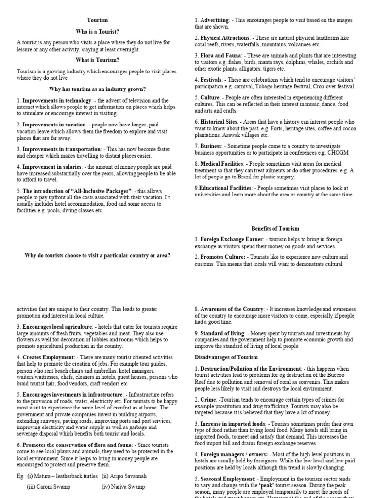 Tourism Handout Form 1 Complete | PDF | Tourism | Natural Environment