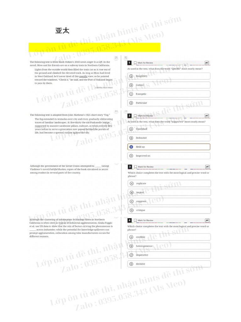 Section 1, Module 1: Reading and Writing: 5.4 SAT A | PDF