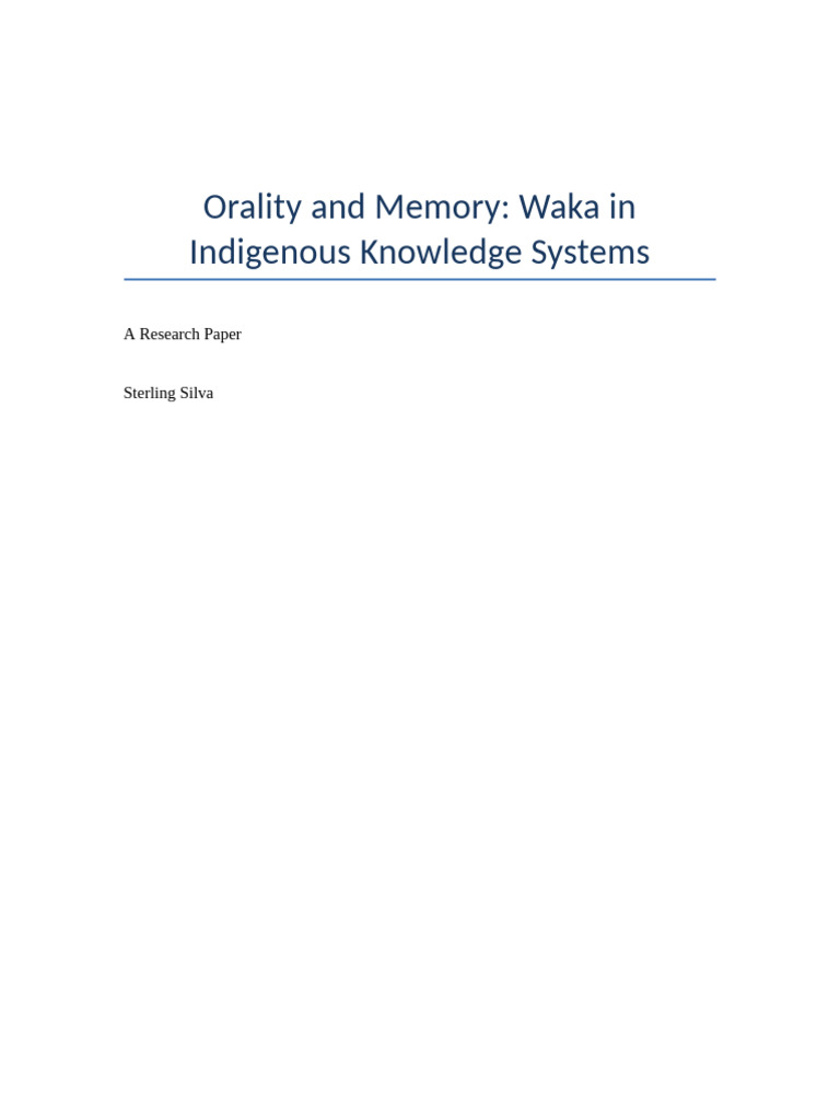 Waka Research Paper 5 | PDF | Linguistics | Traditions