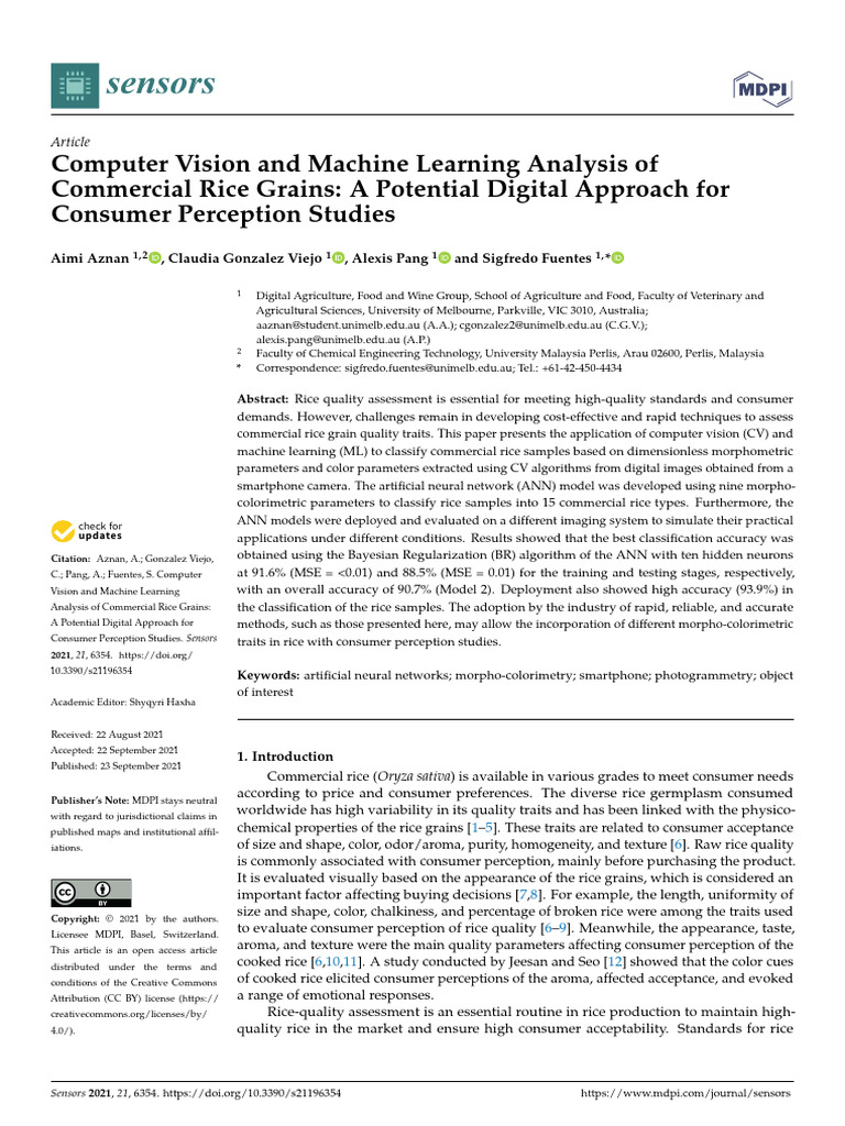 2.Computer Vision and Machine Learning Analysis of Commercial Rice ...