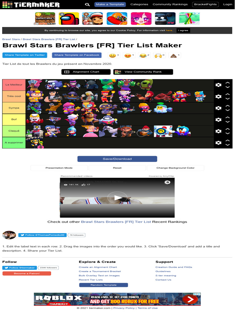 Create A Brawl Stars Brawlers (FR) Tier List - TierMaker 2 | PDF