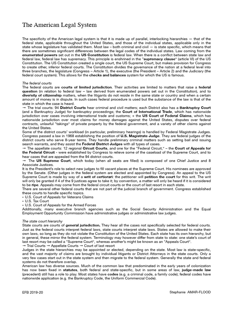2019 American Legal System (1) | PDF | Federal Judiciary Of The United ...