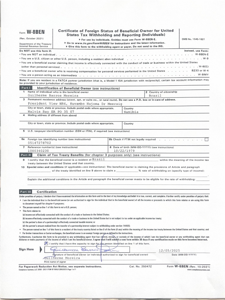 Form W-8BEN 2 | PDF