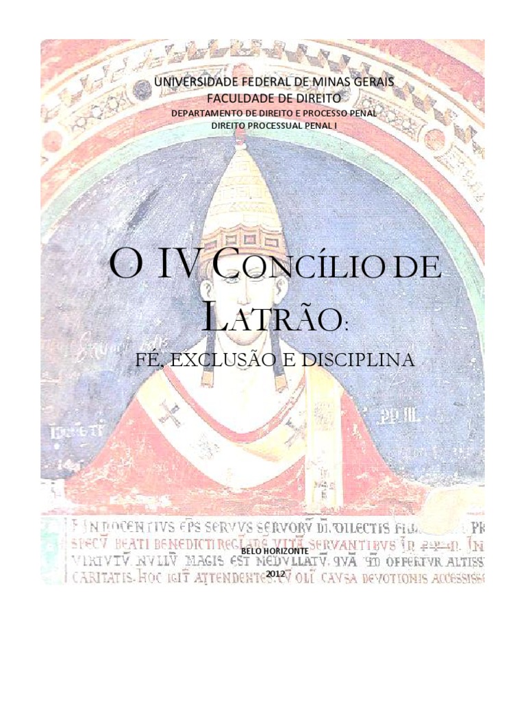 O IV Concílio de Latrão Fé Exlusão e Disciplina PDF Heresia Papa