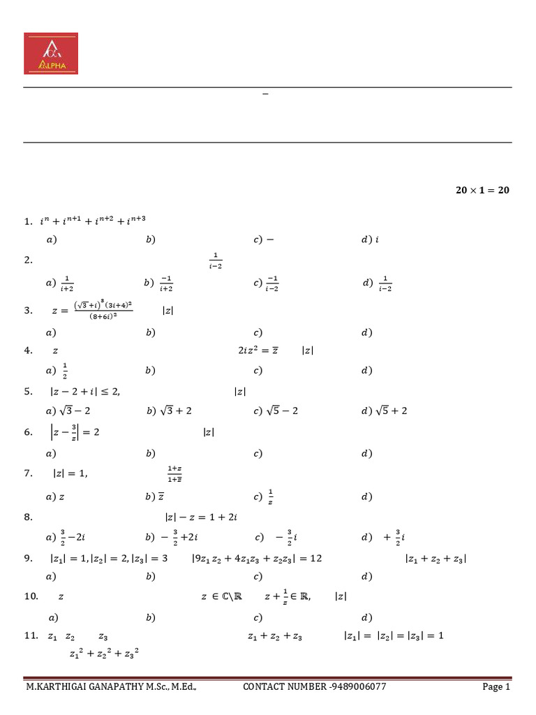 12th Maths EM Chapter 2 Model Question Paper English Medium PDF ...