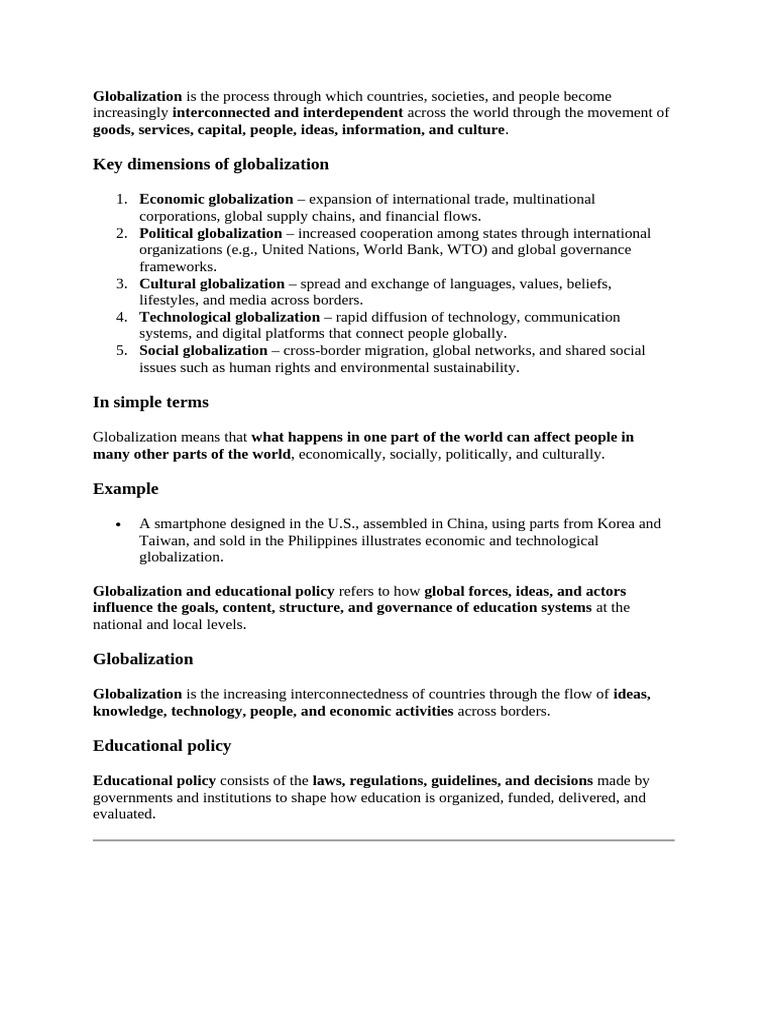 Globalization Is The Process Through Which Countries | PDF ...