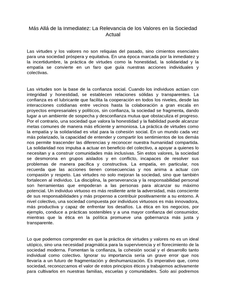 Más Allá de La Inmediatez | PDF | Moralidad | Sociedad