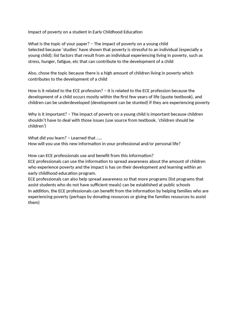 Impact of Poverty On A Student in Early Childhood Education | PDF ...