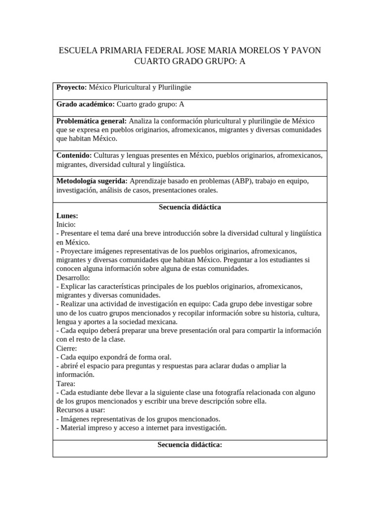 Planeacion Semana 19 Cuarto Grado | PDF | México | Comunicación humana