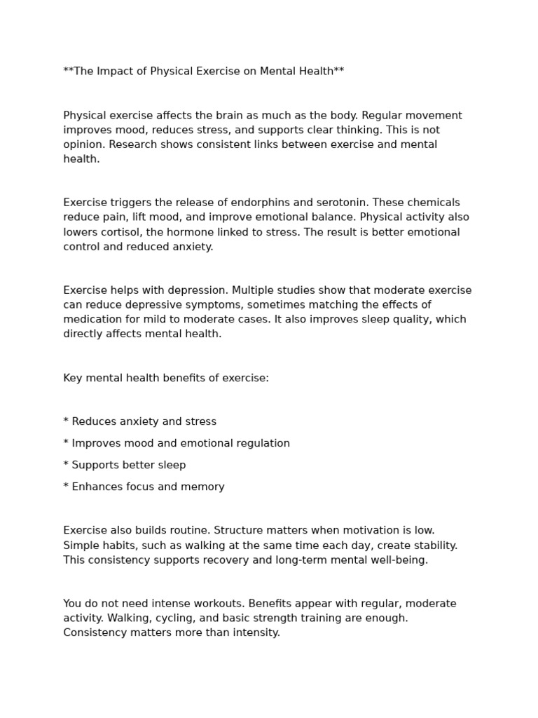 Impact of Physical Exercise | PDF