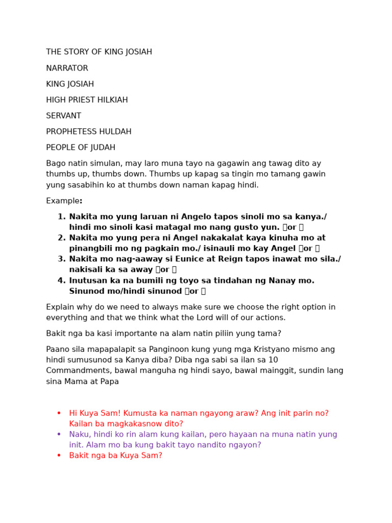 The Story of King Josiah | PDF