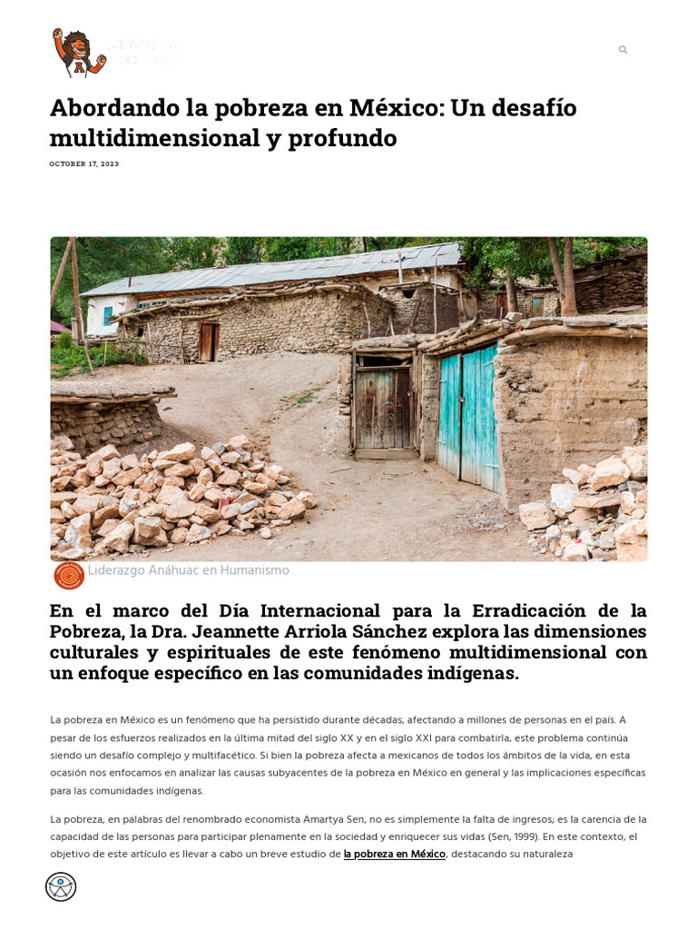 Abordando La Pobreza en México - Un Desafío Multidimensional | PDF ...