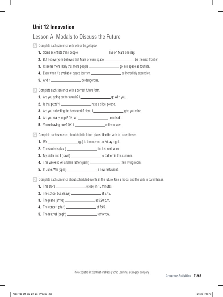 World English 3e Level 3 Grammar Activities Unit 12 Lesson A | PDF