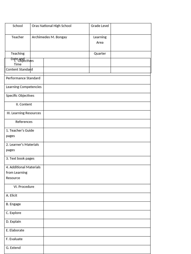 7Es LP Template | PDF