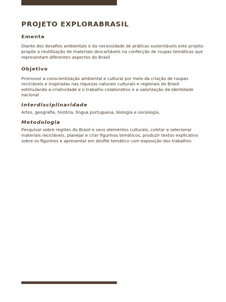 Projeto Explora Brasil | PDF