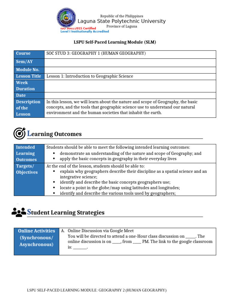 Lesson 1 - Introduction To Geographic Science | PDF | Geography ...