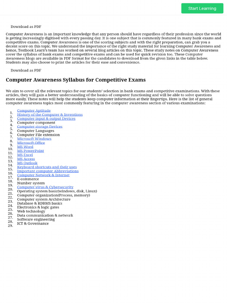 Computer Awareness Notes For Bank Exams & Competitive Exams - Practice ...