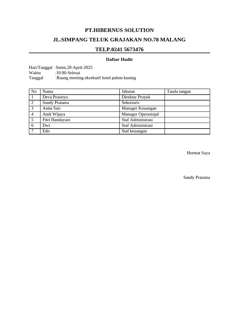 Daftar Hadir | PDF