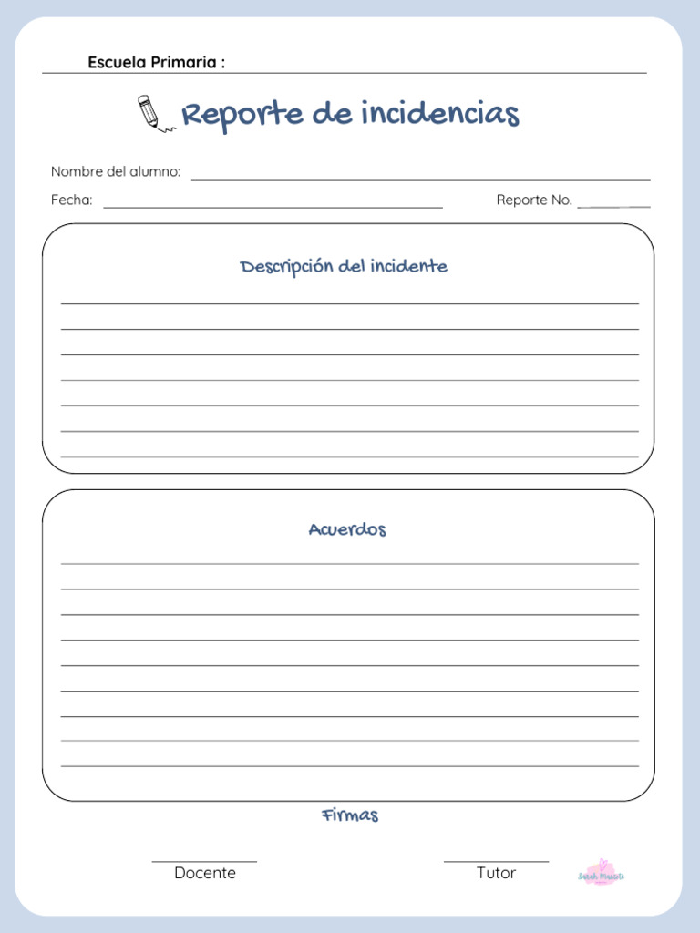 Formatos Reporte de Incidencias Mtra Sarah | PDF
