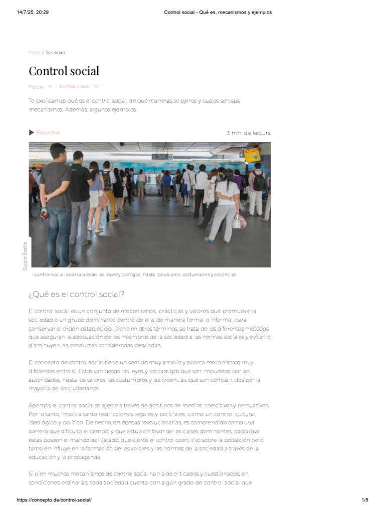Control Social - Qué Es, Mecanismos y Ejemplos | PDF | Estado (política ...