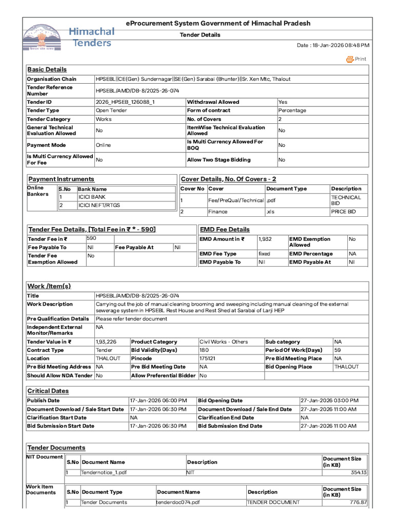 EProcurement System Government of Himachal Pradesh | PDF | Business