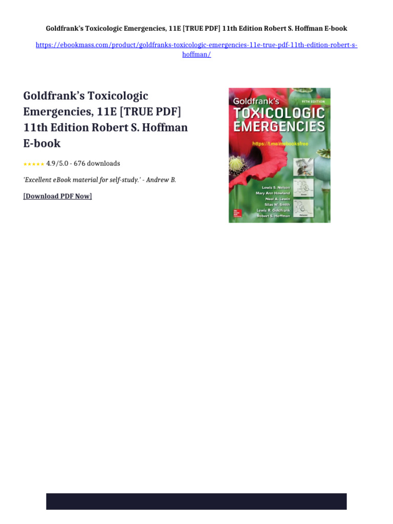 Goldfrank's Toxicologic Emergencies, 11E (TRUE PDF) 11th Edition