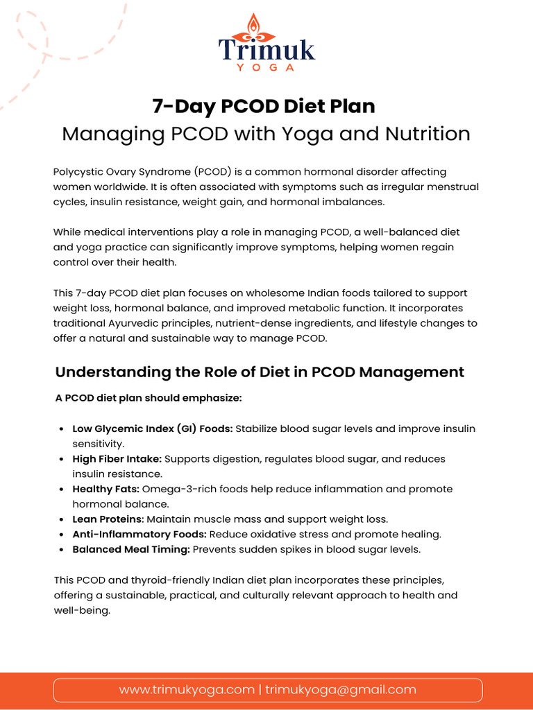 7-Day PCOD Diet Plan Managing PCOD With Yoga and Nutrition Trimukyoga ...