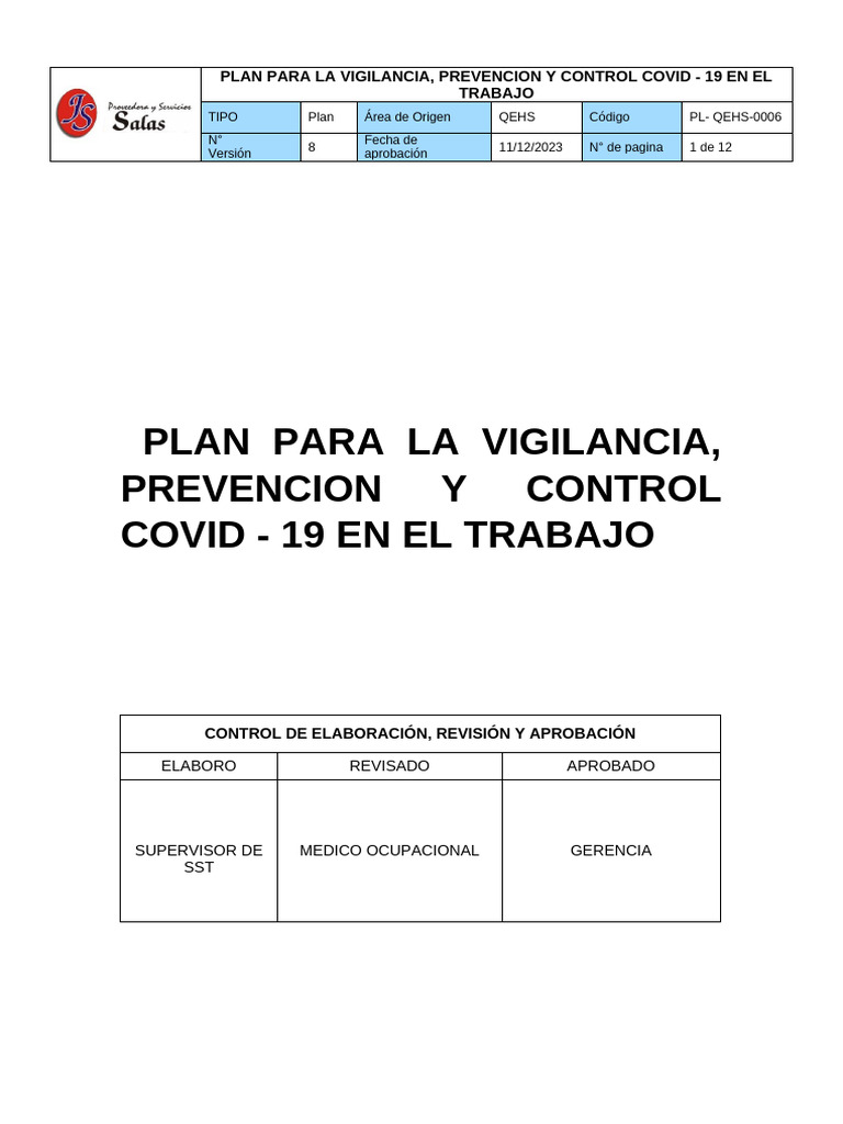 Plan Covid - 19 | PDF | Lavado de manos | Salud pública