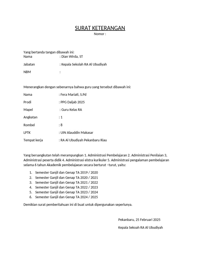 Surat Ket RPL 4 | PDF