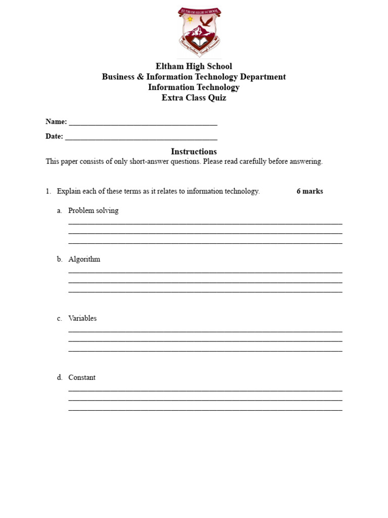Exxtra Class Quiz 1 Prob Solv | PDF | Computer Science | Algorithms