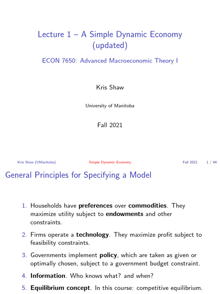 Lect 1 - Fall 2021 | PDF | Pareto Efficiency | Microeconomics