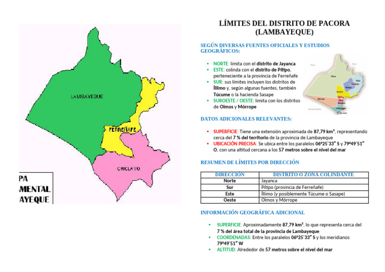 Límites Del Distrito de Pacora | PDF