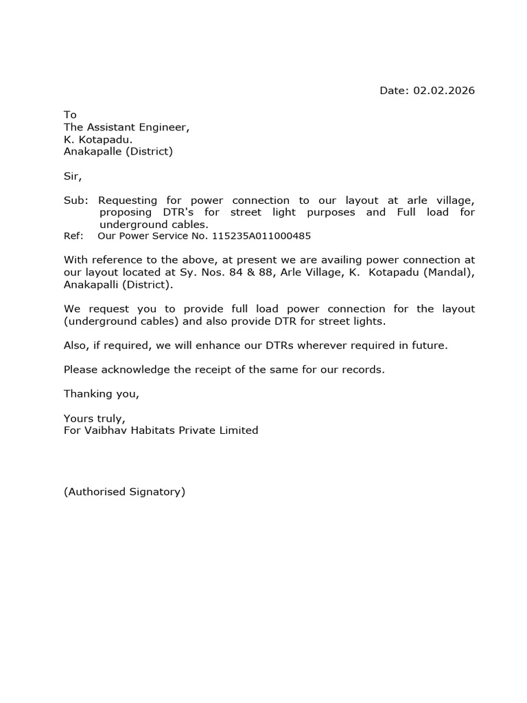 Letter To AE For Full Load-1 | PDF
