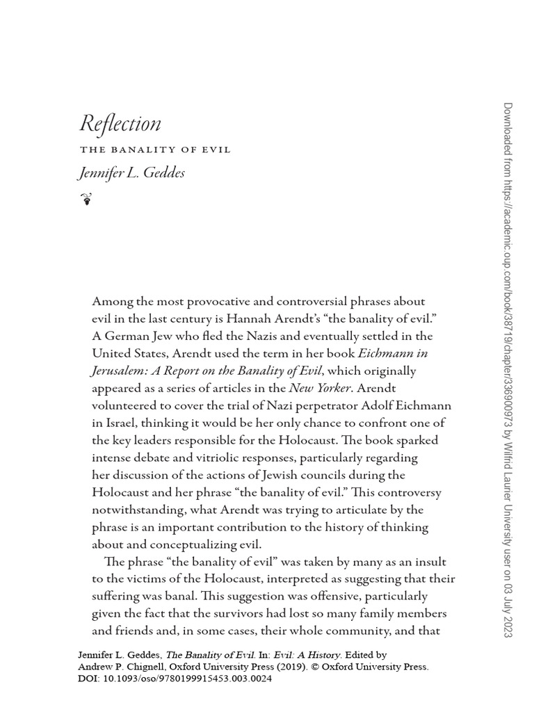 The Banality of Evil | PDF | Hannah Arendt