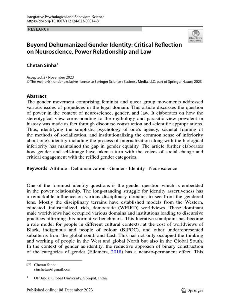 Beyond Dehumanized Gender Identity | PDF | Gender | Gender Studies