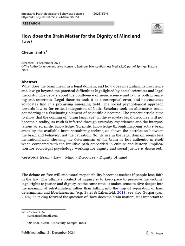 How Does The Brain Matter | PDF | Free Will | Mind