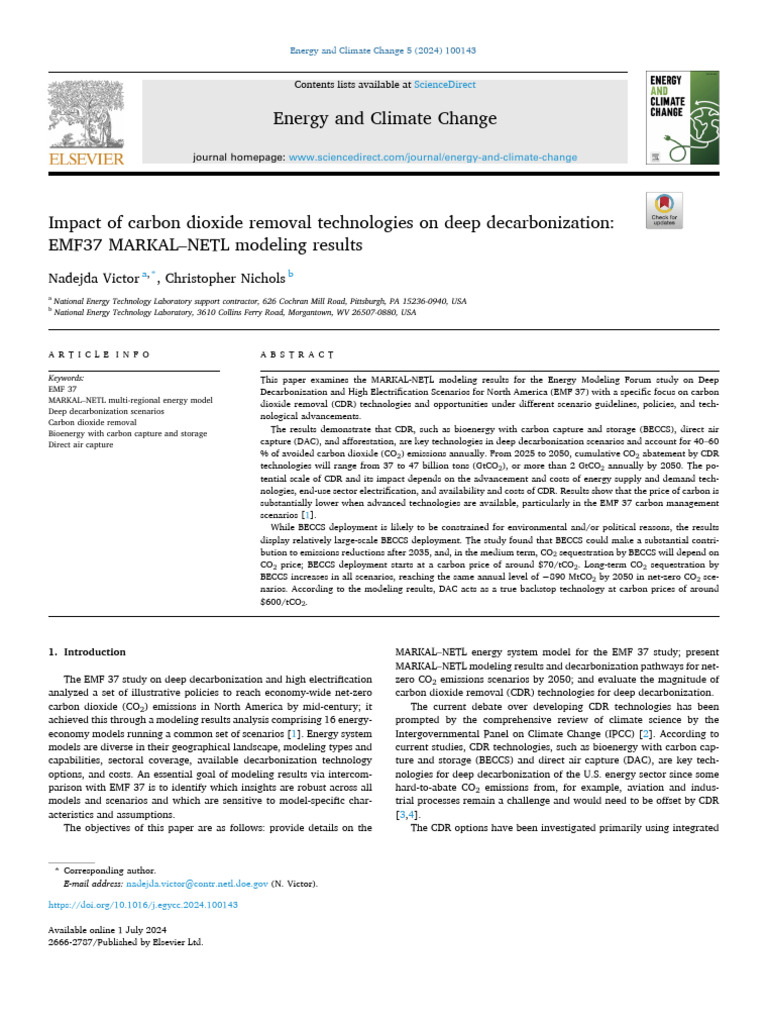Impact of Carbon Dioxide Removal | PDF | Climate Change Mitigation ...