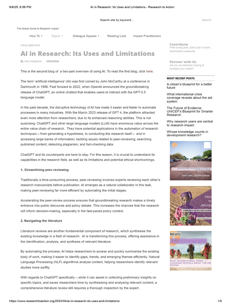 AI in Research Its Uses and Limitations | PDF | Artificial Intelligence ...
