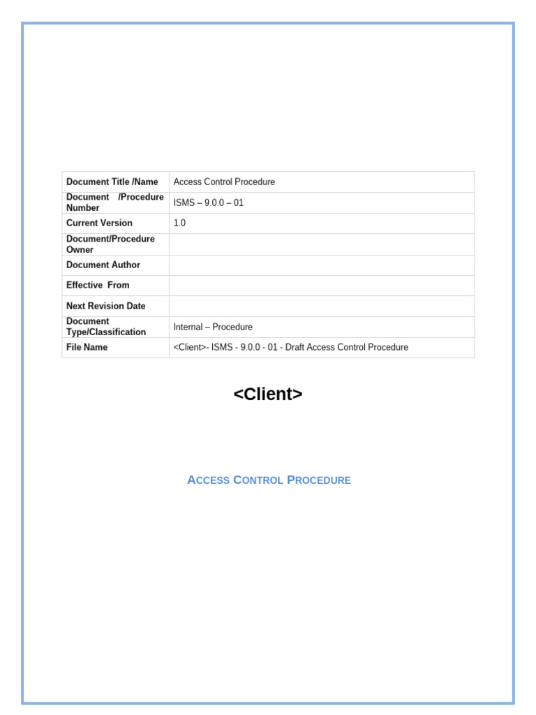 ISMS DES L2 15 Access Control Procedure | PDF | Operating System ...