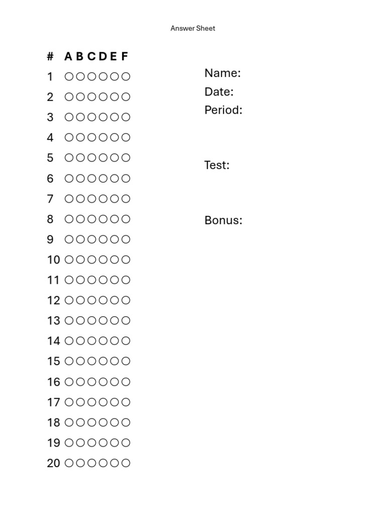 Test Sheet | PDF