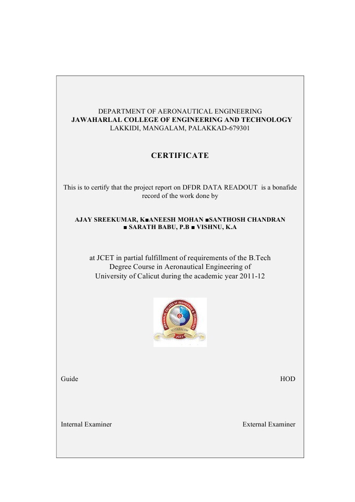 Aeronautical Engineering Project Certificate | PDF | Computers ...
