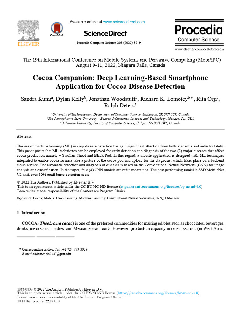 Paper Base Cocoa Companion - Deep Learning-Based Smartphone Application ...