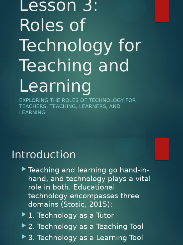 Roles of Technology in Teaching and Learning | PDF | Learning | Teachers