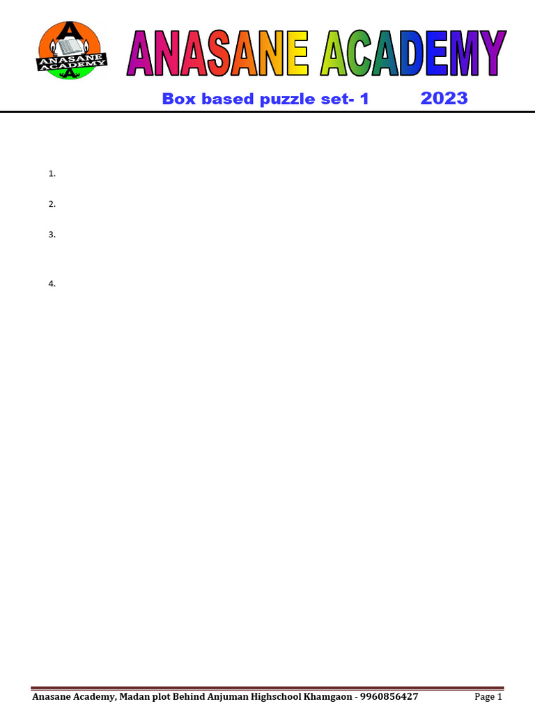 Box Based Puzzle Set-1 | PDF | Chess Theory | Chess